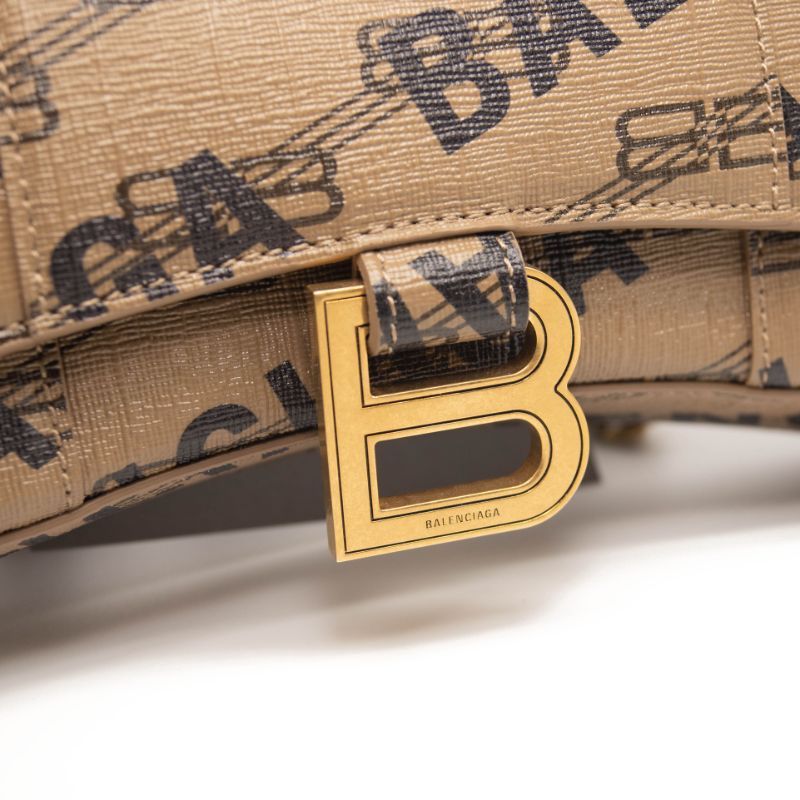 Balenciaga Hourglass License Logo Coated Canvas Wallet on a Chain