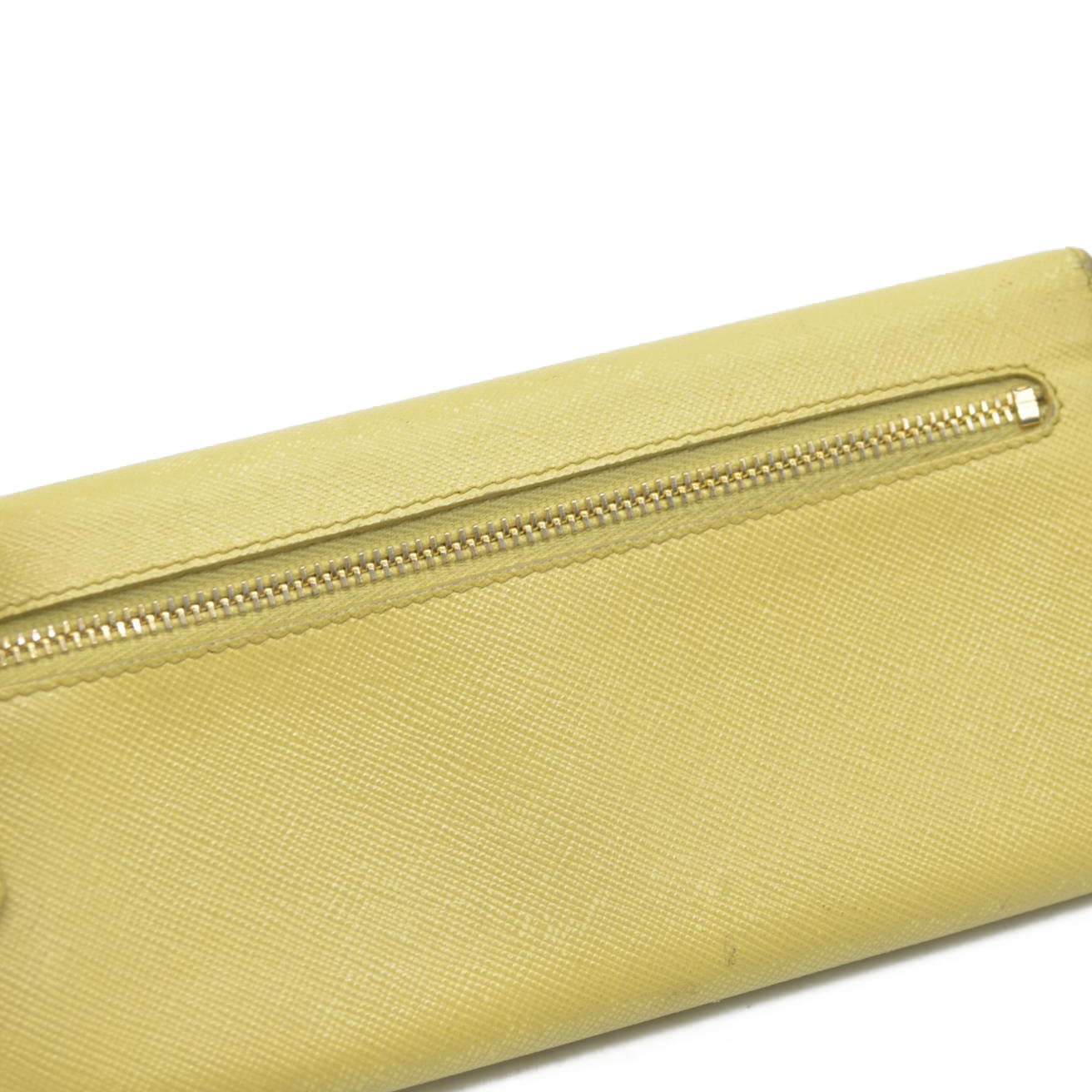Prada Saffiano Metal Leather Continental Wallet Yellow
