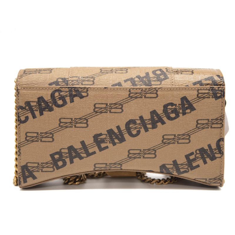 Balenciaga Hourglass License Logo Coated Canvas Wallet on a Chain