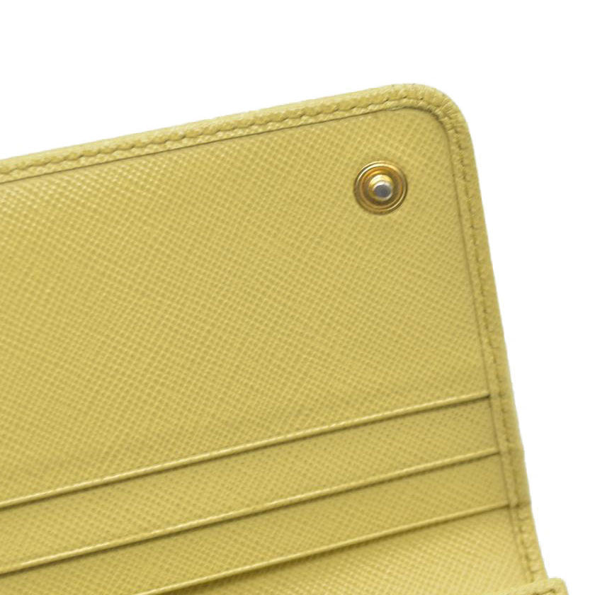 Prada Saffiano Metal Leather Continental Wallet Yellow
