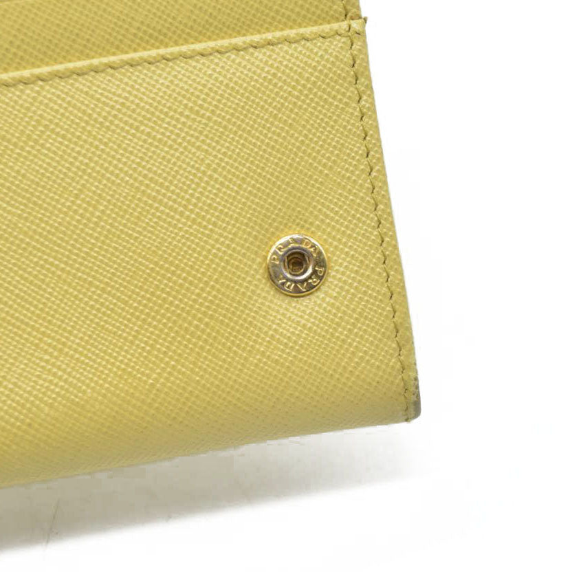 Prada Saffiano Metal Leather Continental Wallet Yellow