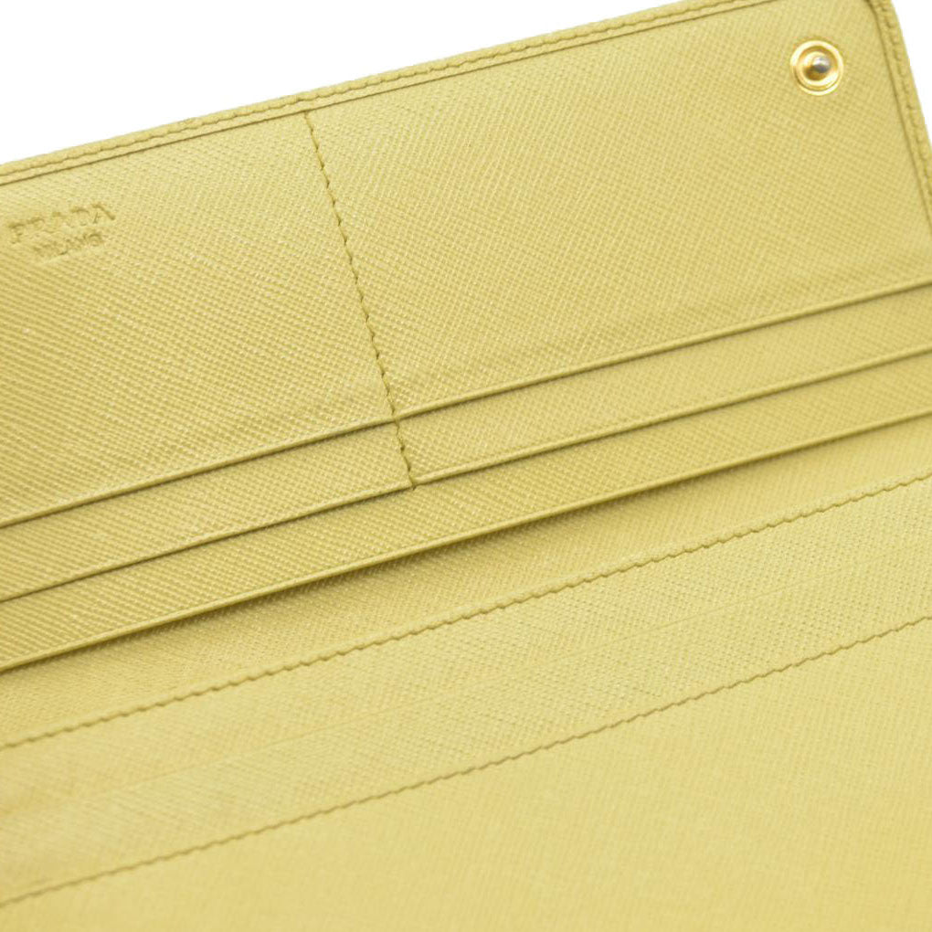 Prada Saffiano Metal Leather Continental Wallet Yellow