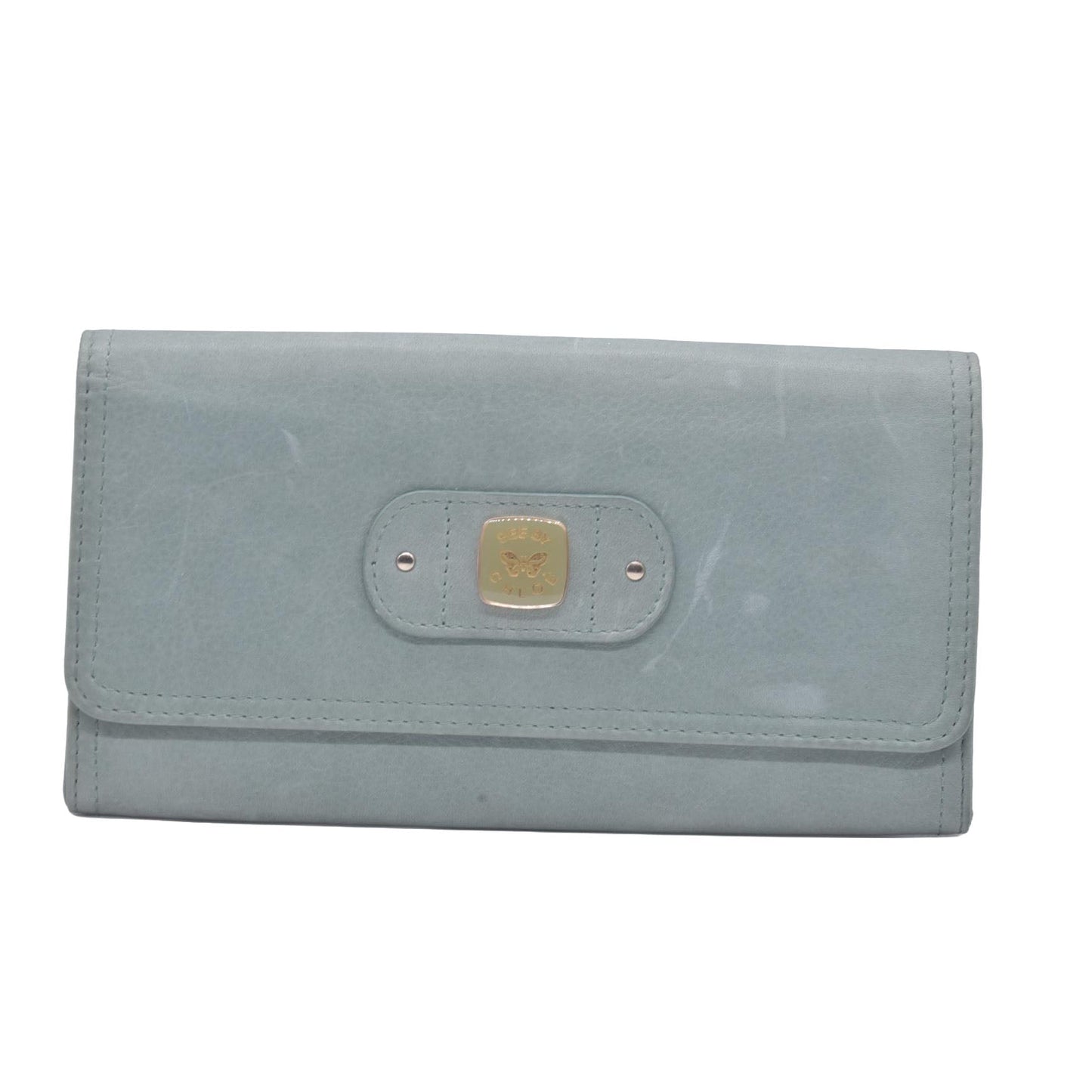 Chloe Bifold Teal Leather Wallet CONSIGNMENT 10020939
