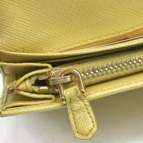Prada Saffiano Metal Leather Continental Wallet Yellow