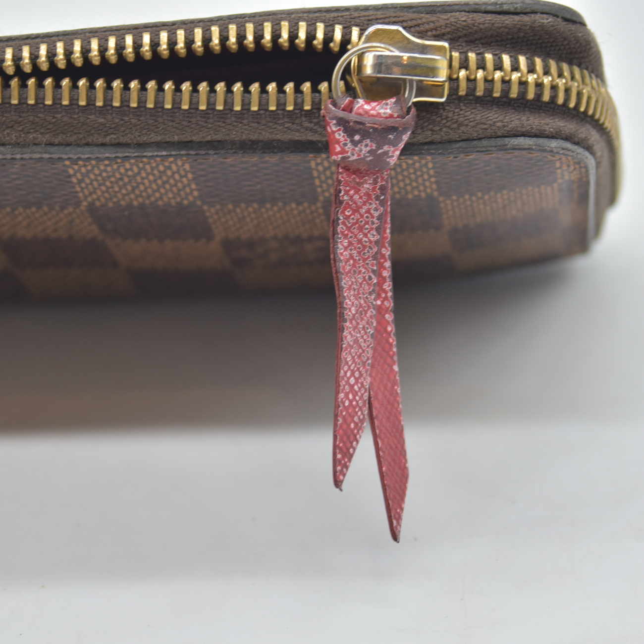 $620 2017 Louis Vuitton Damier Ebene Clemence Wallet Cherry CA2137