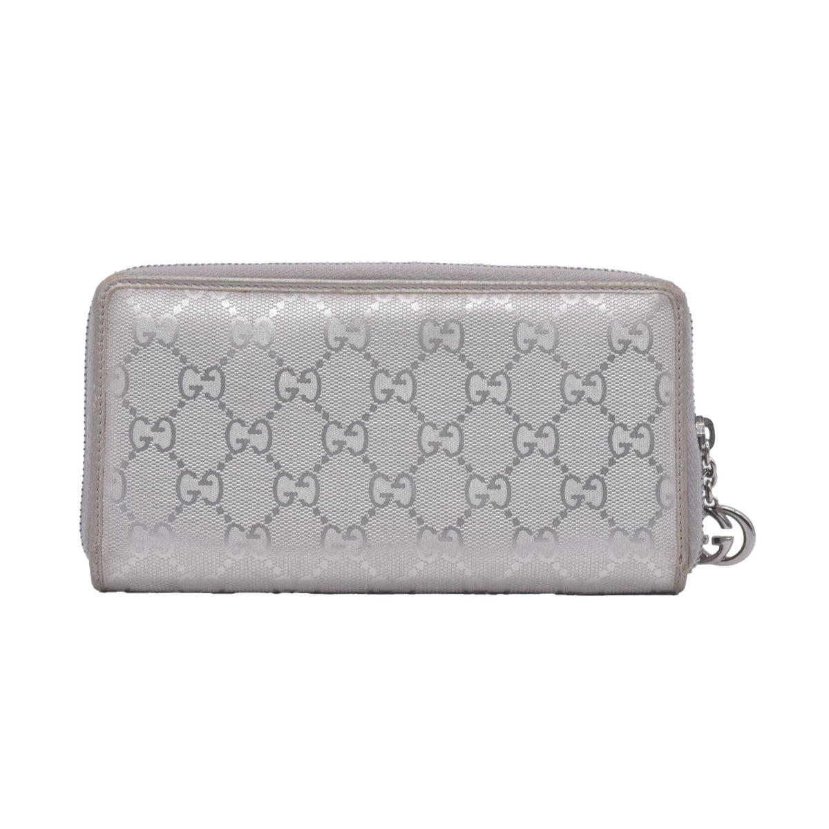 GUCCI GG Monogram Canvas GG Monogram Zip Around Wallet Wallet Metallic Grey CONSIGNMENT 10020940