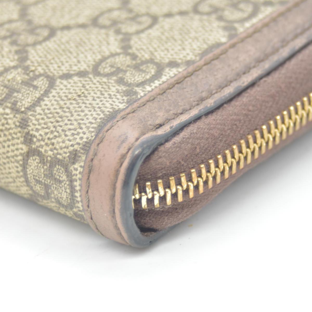 $770 Gucci GG Ophidia Zip Around Wallet Beige Brown Canvas CONSIGNMENT