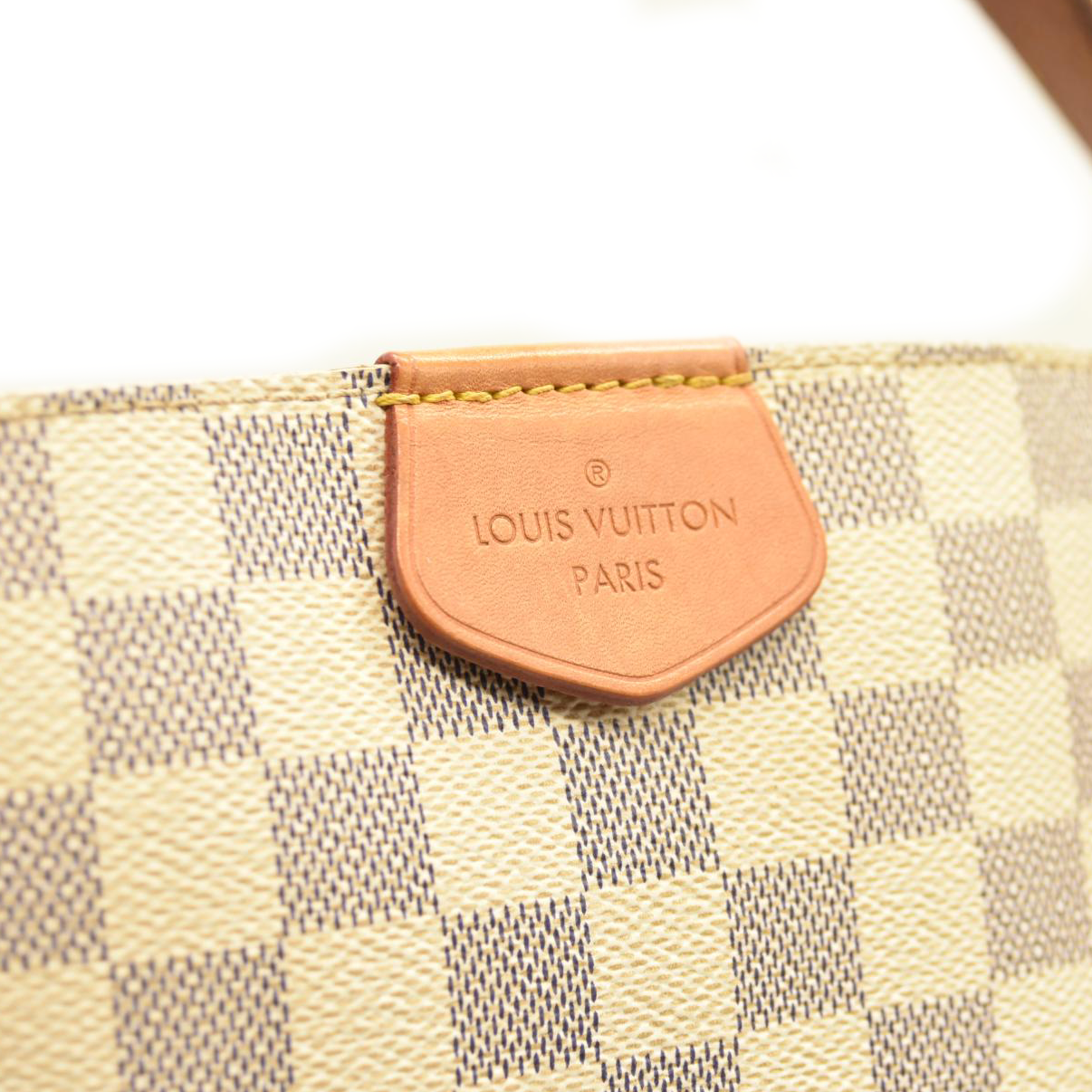 USED Louis Vuitton Graceful Mm Rose Ballerine White Damier Azur Canvas Tote RFID