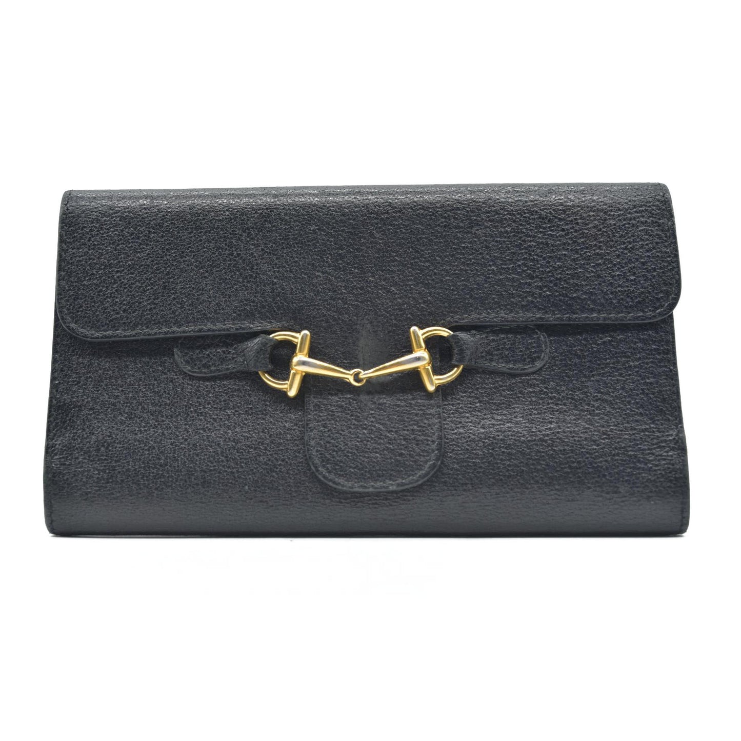 GUCCI Horsebit Leather Tri-fold Long Wallet CONSIGNMENT
