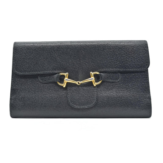 GUCCI Horsebit Leather Tri-fold Long Wallet CONSIGNMENT
