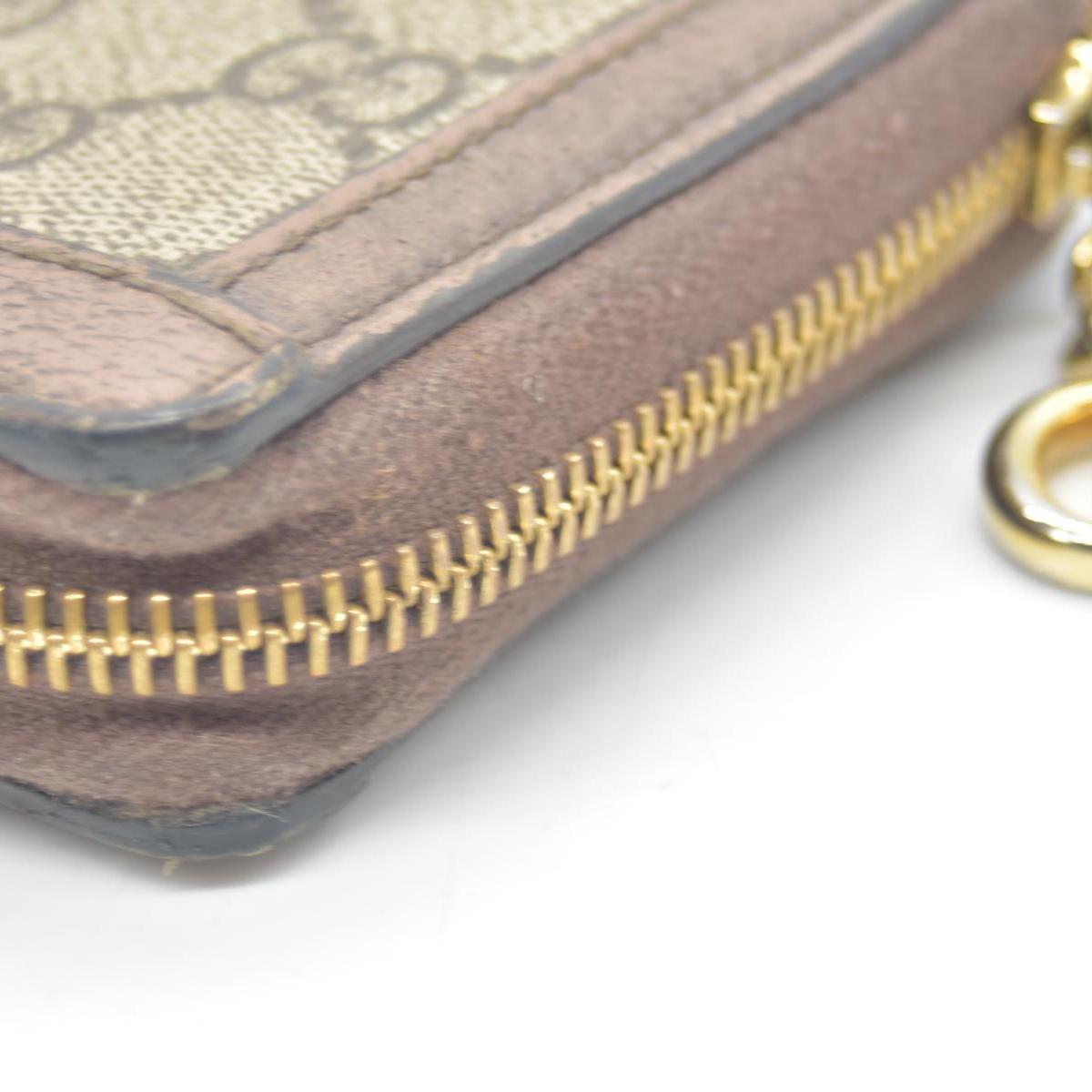 $770 Gucci GG Ophidia Zip Around Wallet Beige Brown Canvas CONSIGNMENT