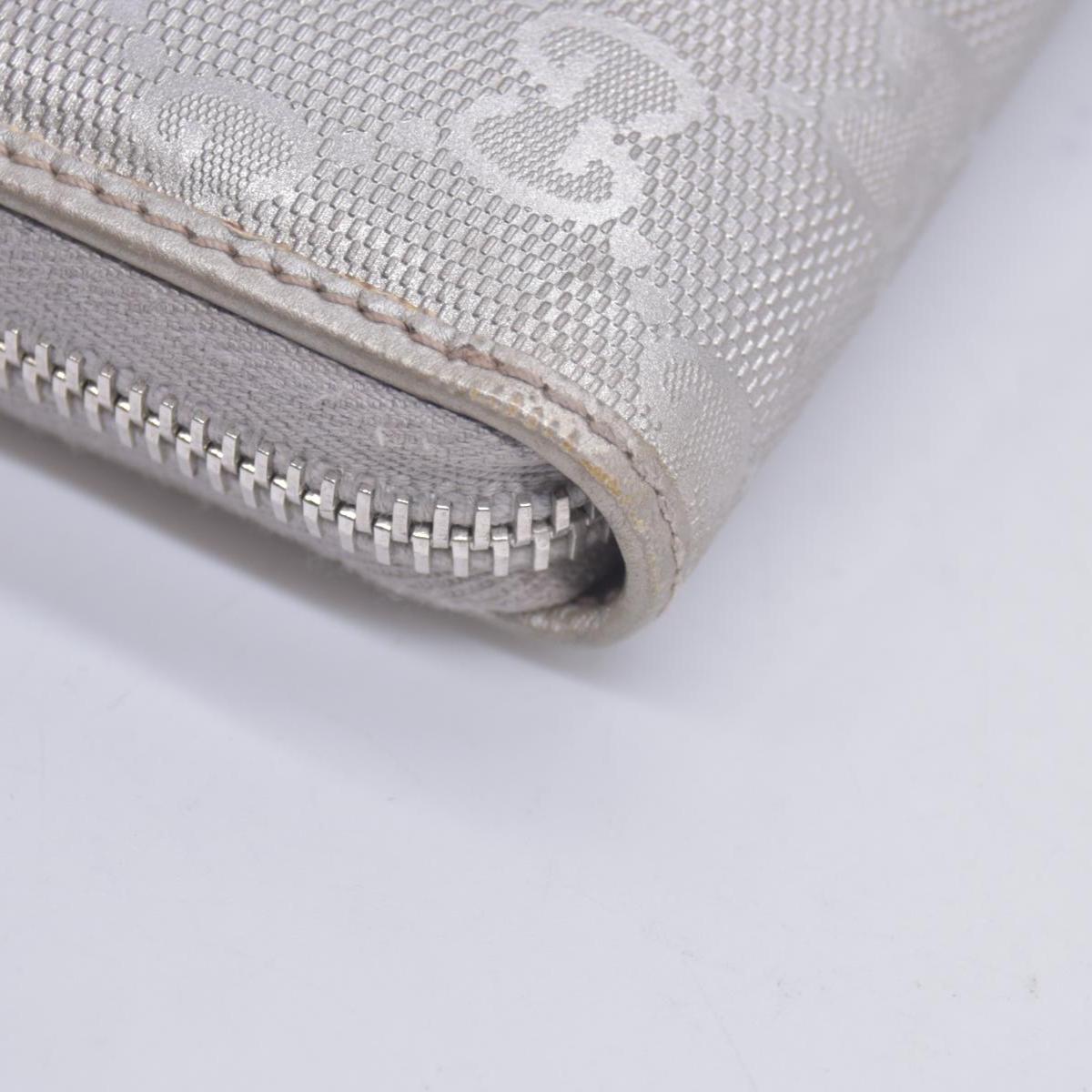 GUCCI GG Monogram Canvas GG Monogram Zip Around Wallet Wallet Metallic Grey CONSIGNMENT 10020940