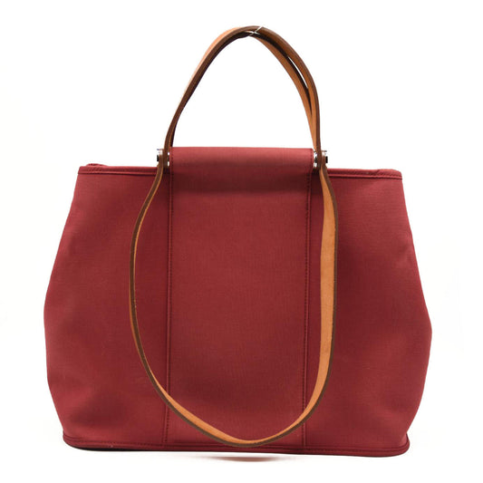HERMES Toile Cabag 32 Bordeaux, Brown