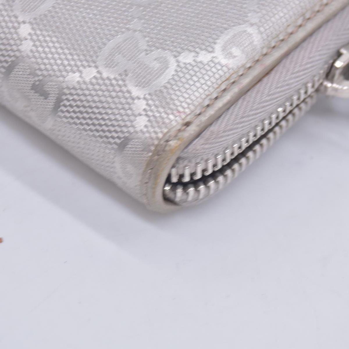 GUCCI GG Monogram Canvas GG Monogram Zip Around Wallet Wallet Metallic Grey CONSIGNMENT 10020940