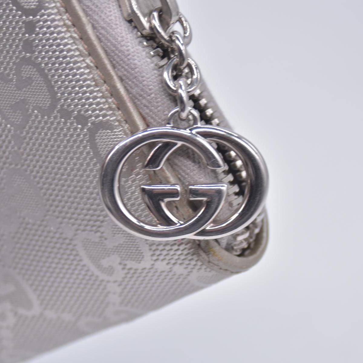 GUCCI GG Monogram Canvas GG Monogram Zip Around Wallet Wallet Metallic Grey CONSIGNMENT 10020940