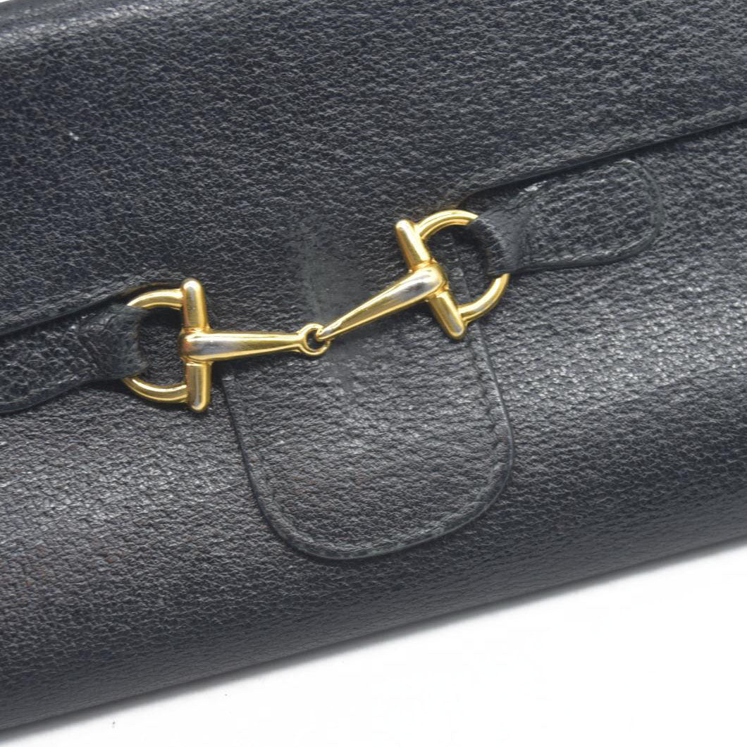 GUCCI Horsebit Leather Tri-fold Long Wallet CONSIGNMENT