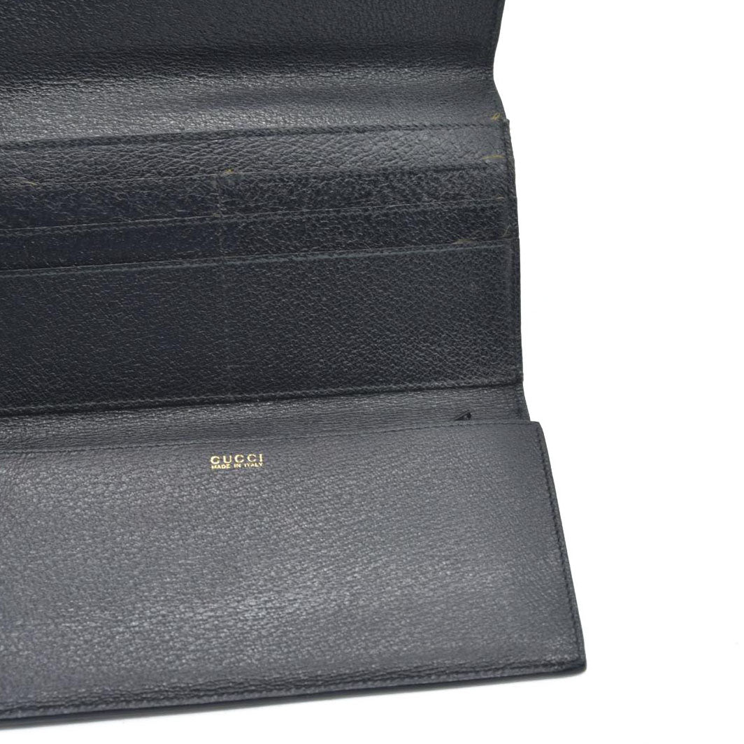 GUCCI Horsebit Leather Tri-fold Long Wallet CONSIGNMENT