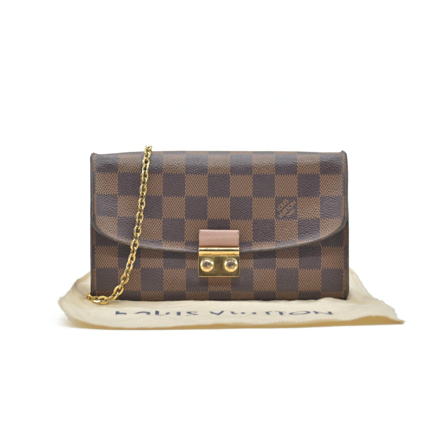 $1580 2018 Louis Vuitton Damier Ebene Croisette Wallet on Chain MI1178