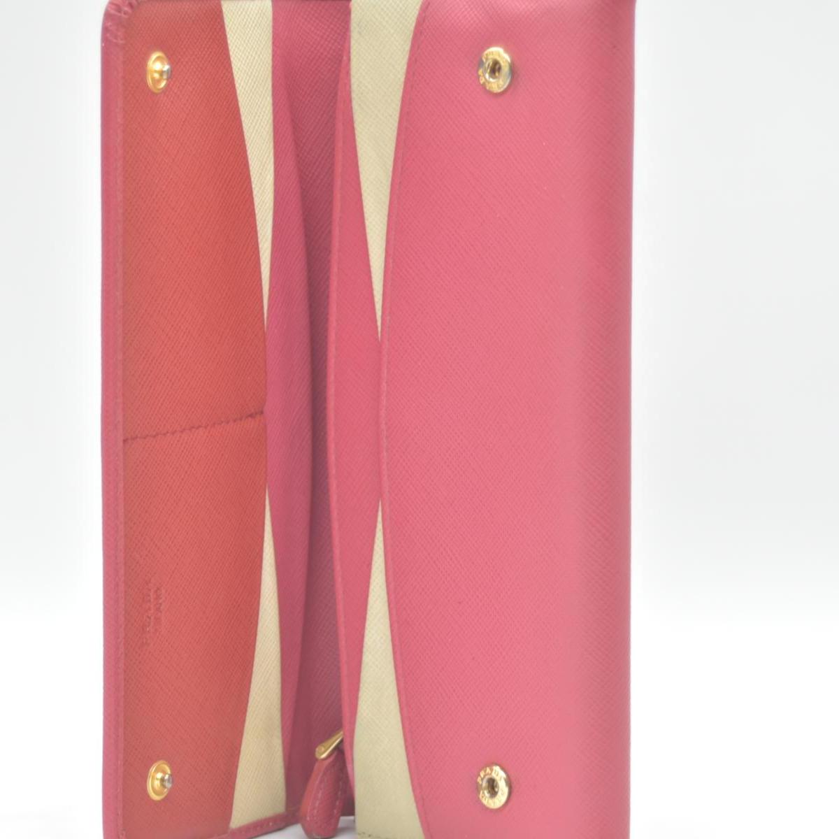 Prada Saffiano Metal Continental Flap Wallet Pink CONSIGNMENT