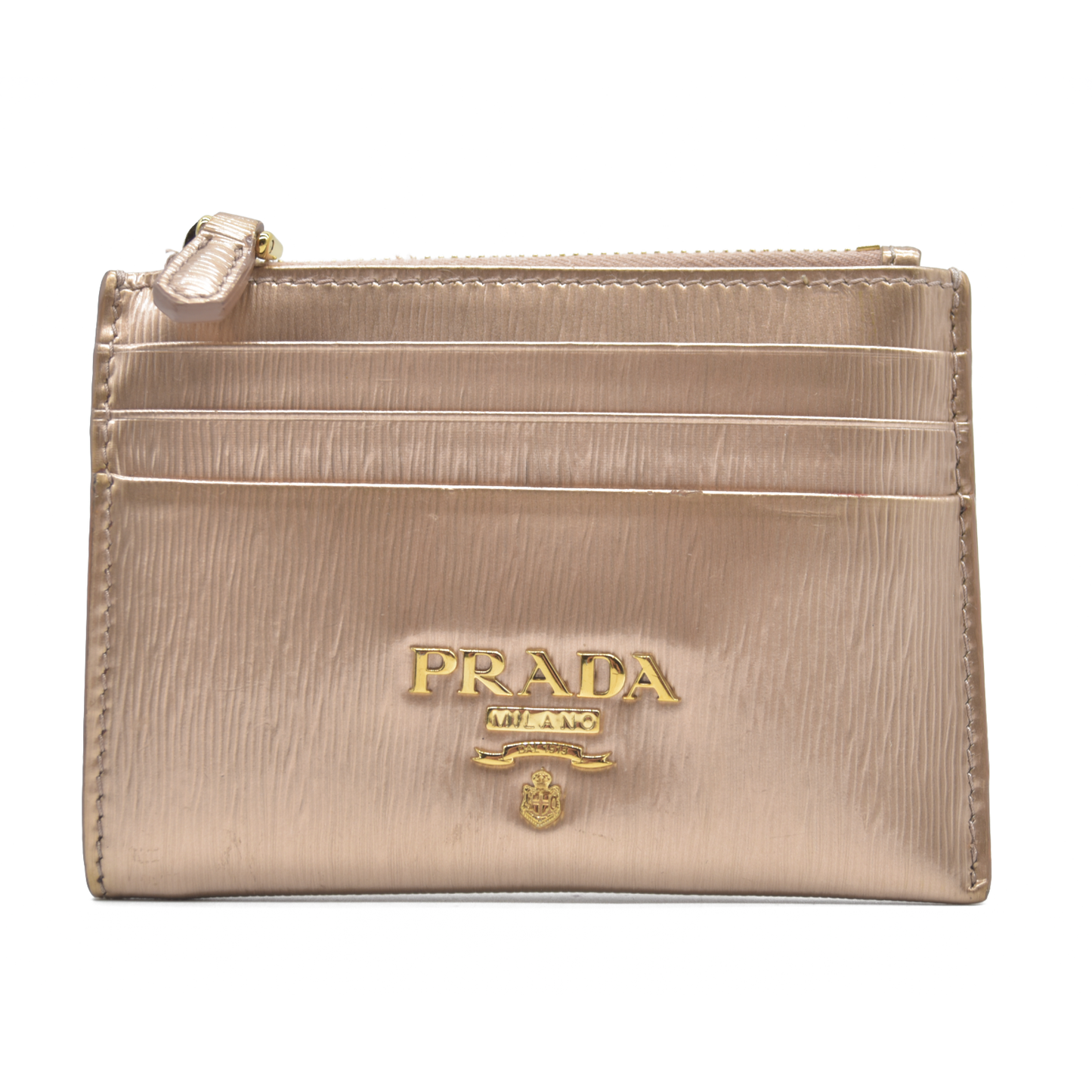 Prada Small Saffiano and Smooth Leather Wallet rose gold