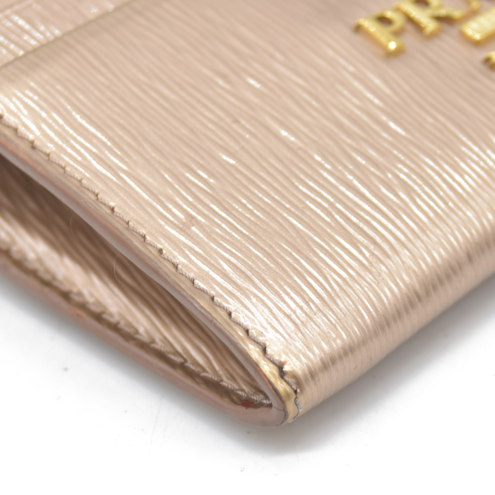 Prada Small Saffiano and Smooth Leather Wallet rose gold