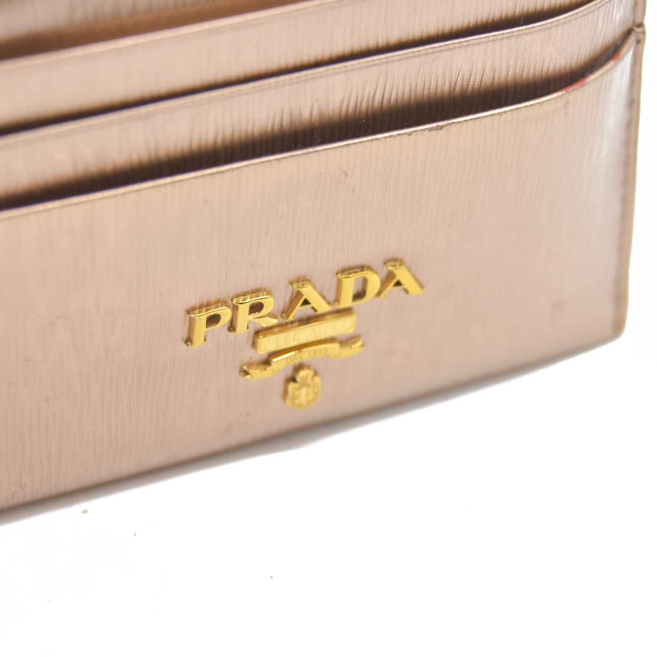 Prada Small Saffiano and Smooth Leather Wallet rose gold