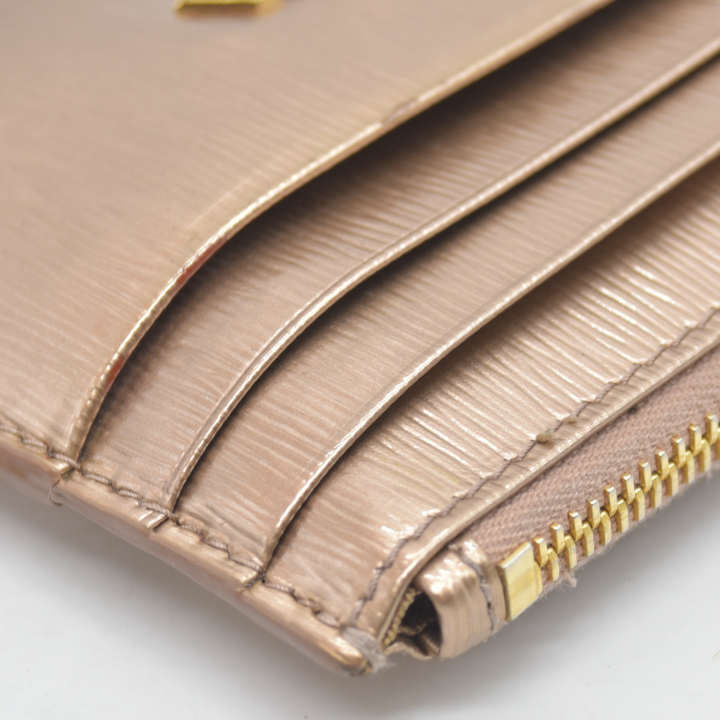 Prada Small Saffiano and Smooth Leather Wallet rose gold