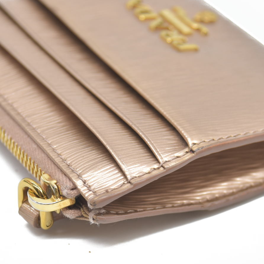 Prada Small Saffiano and Smooth Leather Wallet rose gold