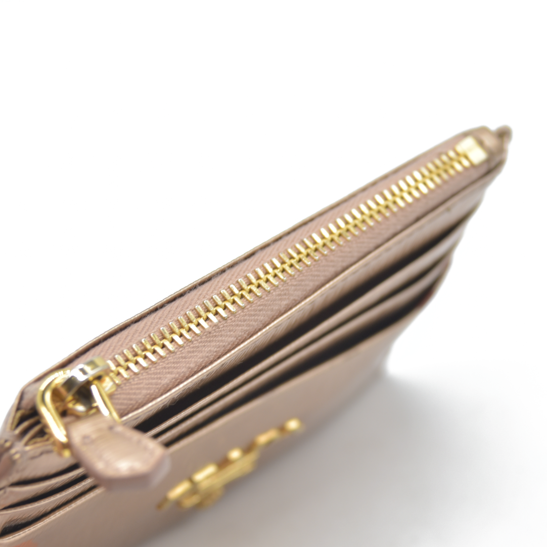 Prada Small Saffiano and Smooth Leather Wallet rose gold