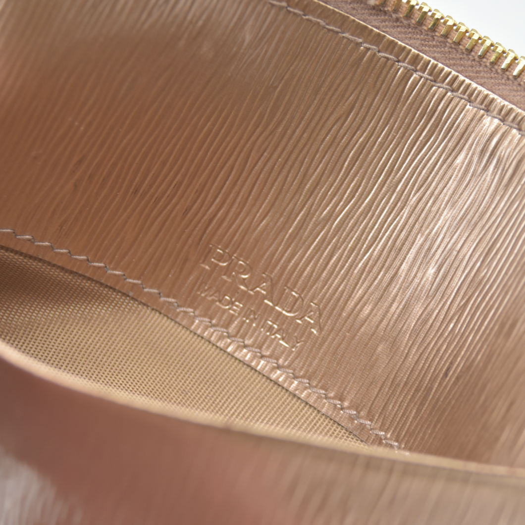 Prada Small Saffiano and Smooth Leather Wallet rose gold