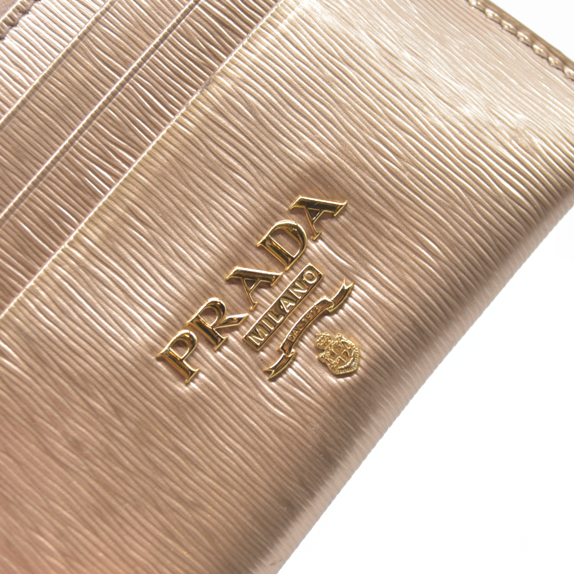 Prada Small Saffiano and Smooth Leather Wallet rose gold