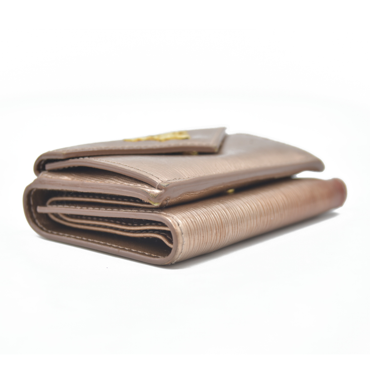 Prada Small Saffiano Vitello Move Leather Compact Wallet rose gold