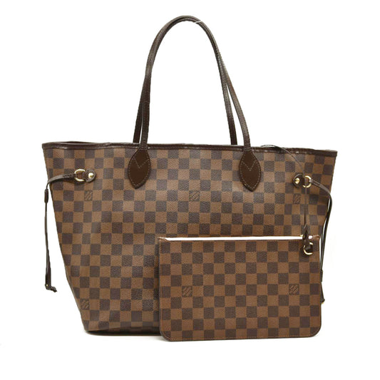 LOUIS VUITTON Damier Ebene Neo Neverfull MM Rose Ballerine AR4103