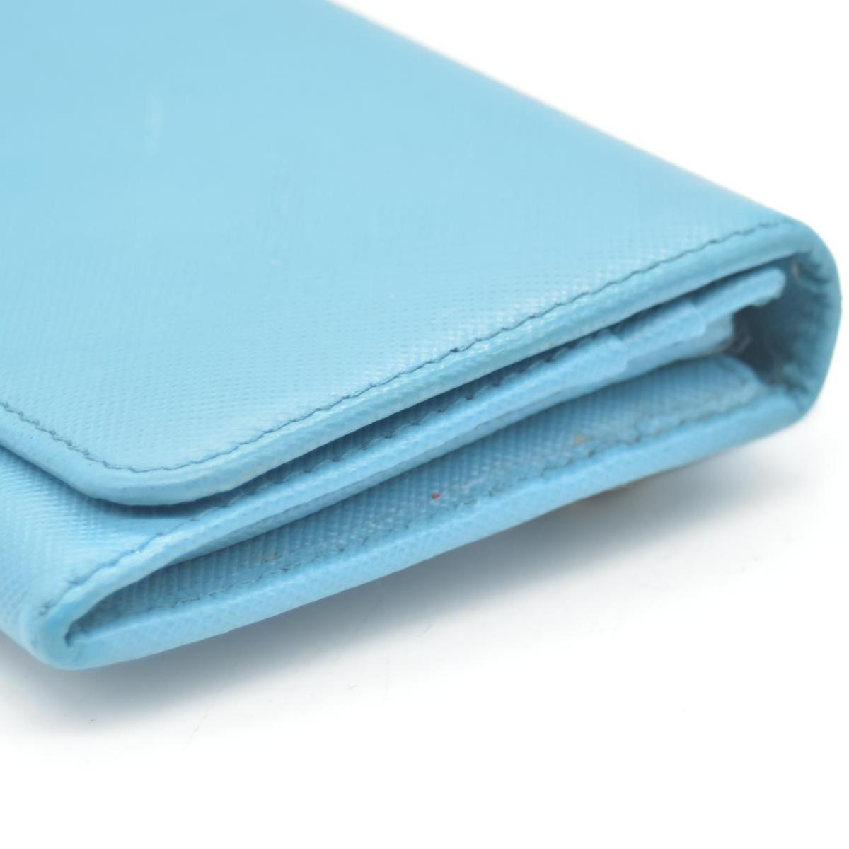 Prada Saffiano Metal Continental Flap Wallet Blue CONSIGNMENT