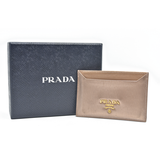 PRADA rose gold Vitello Move Leather Card Holder