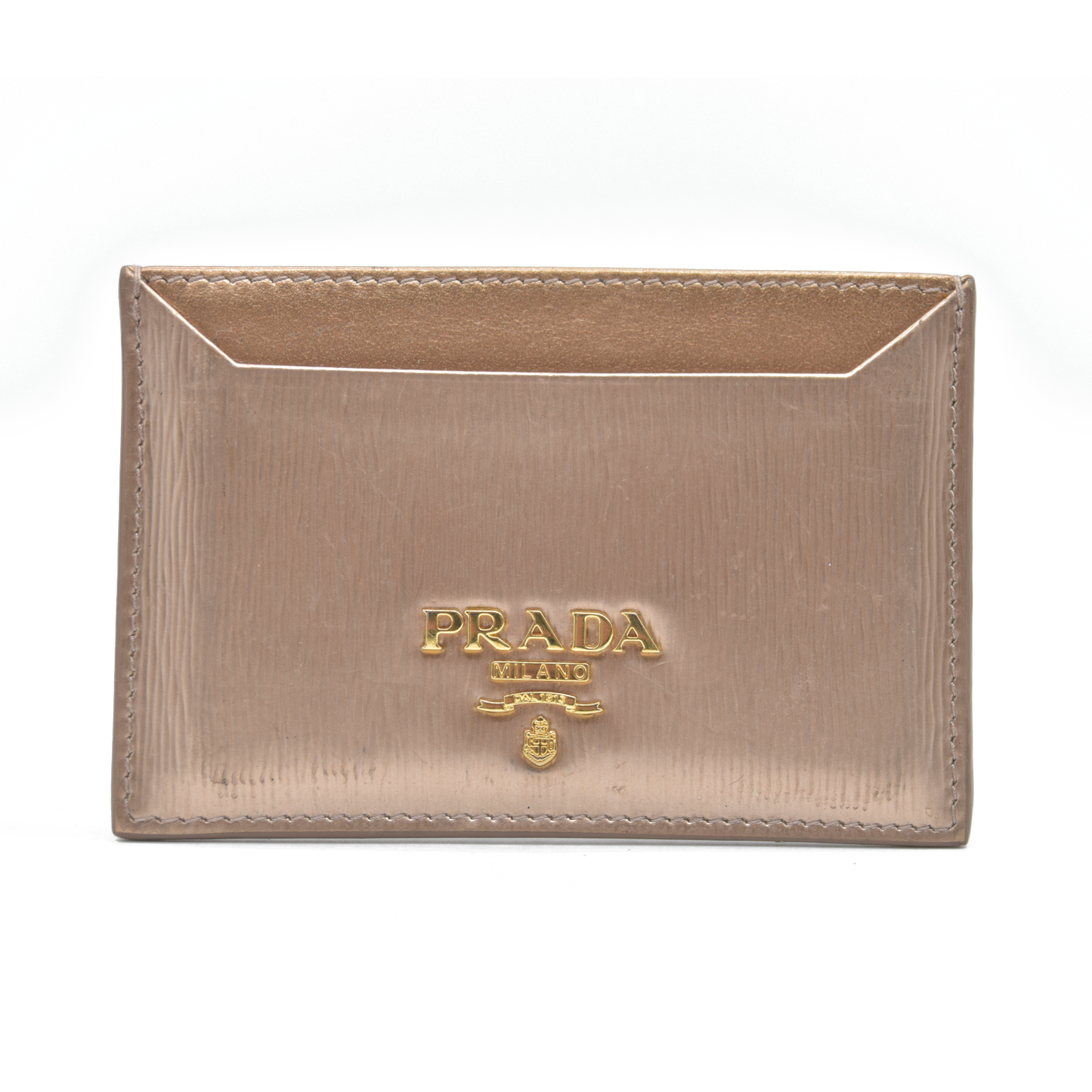 PRADA rose gold Vitello Move Leather Card Holder