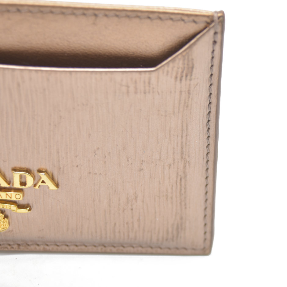 PRADA rose gold Vitello Move Leather Card Holder