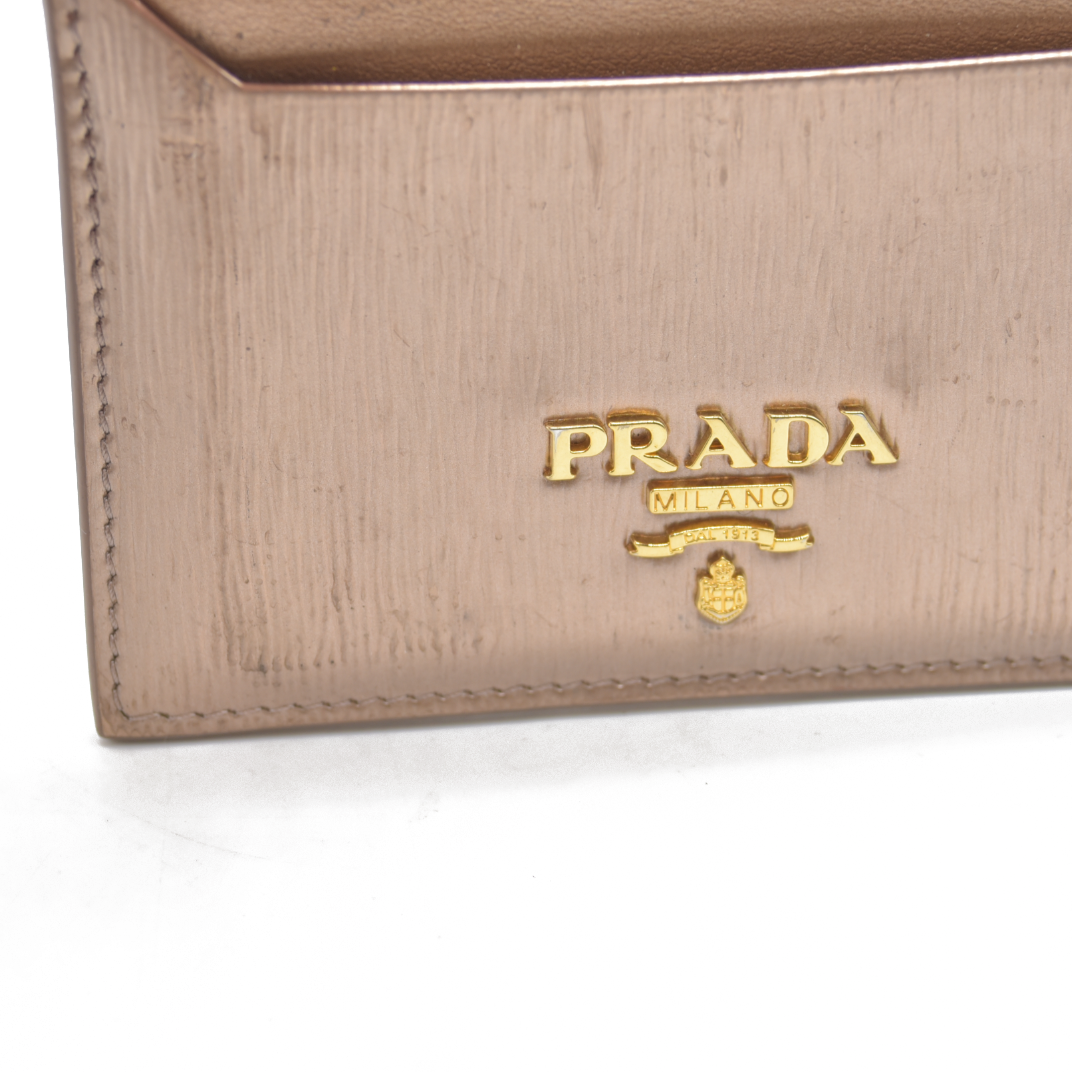PRADA rose gold Vitello Move Leather Card Holder