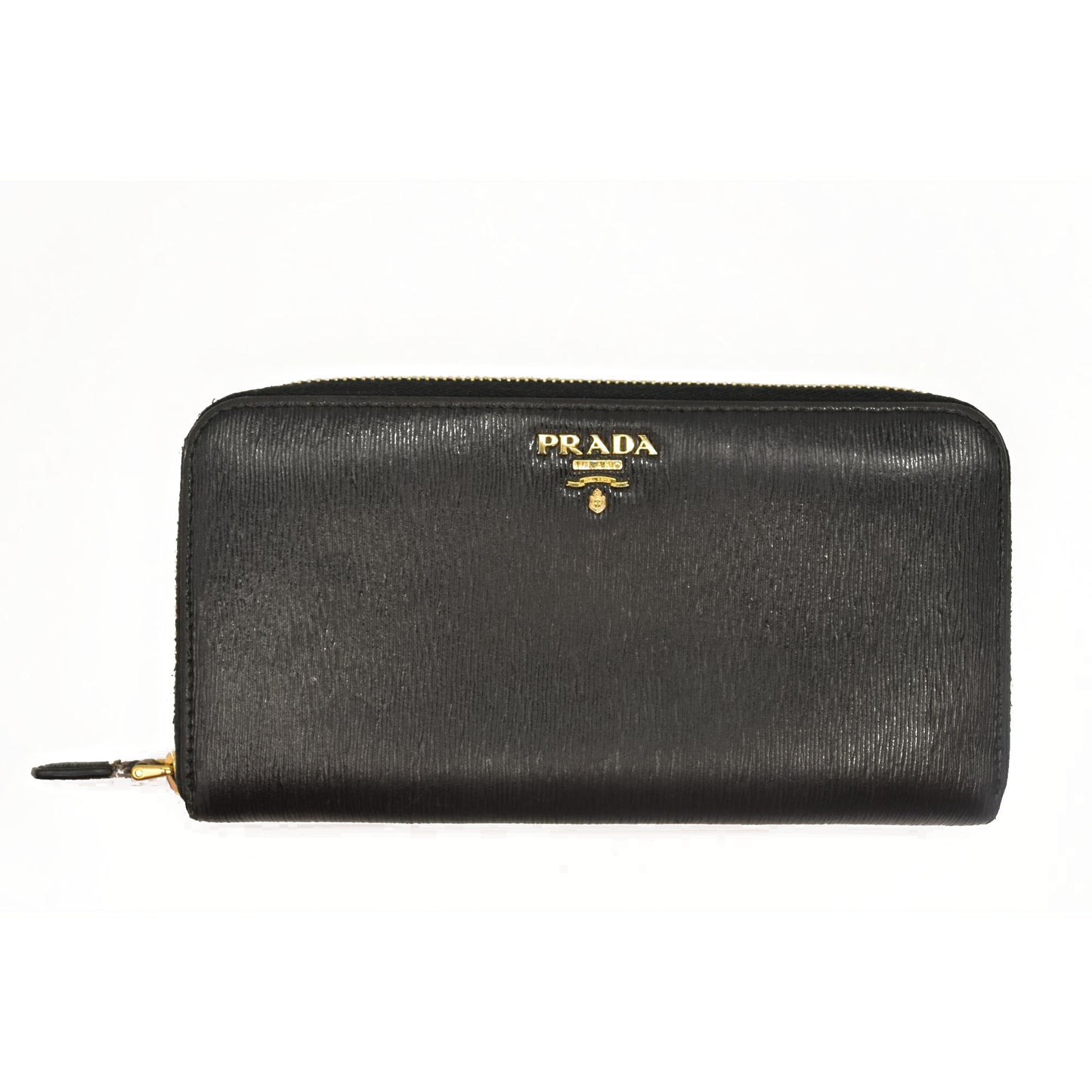 Used PRADA Saffiano Zip Around Wallet Black