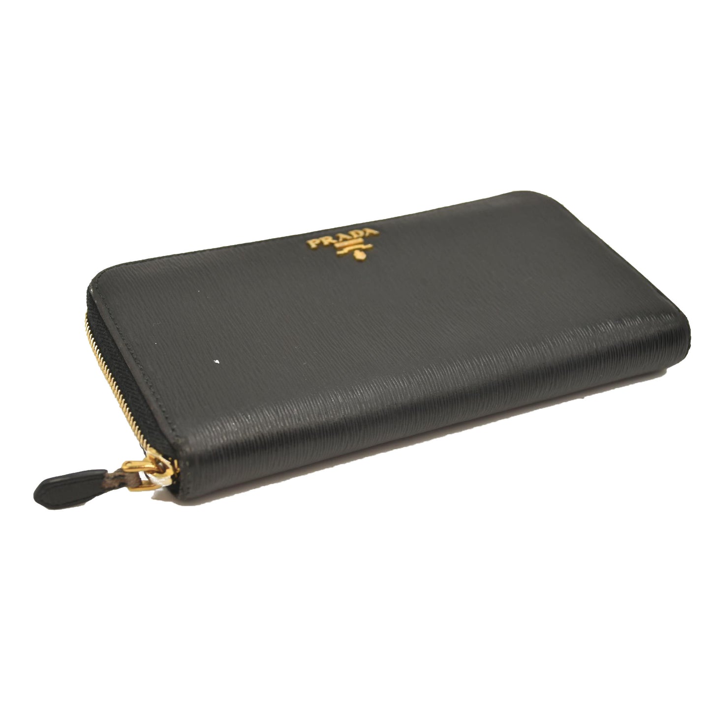 Used PRADA Saffiano Zip Around Wallet Black