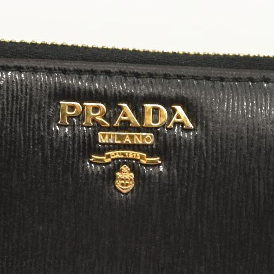 Used PRADA Saffiano Zip Around Wallet Black