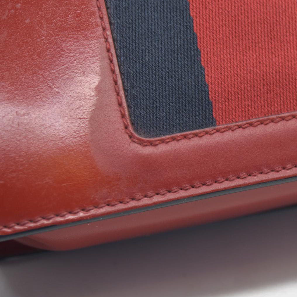 $1980 Gucci  Calfskin Mini Sylvie Chain Shoulder Bag Hibiscus Red