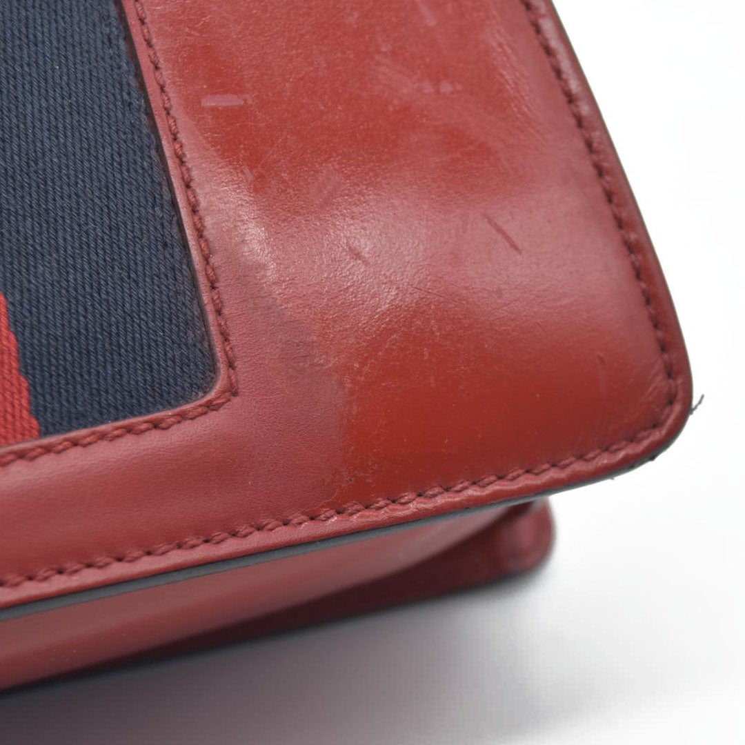 $1980 Gucci  Calfskin Mini Sylvie Chain Shoulder Bag Hibiscus Red