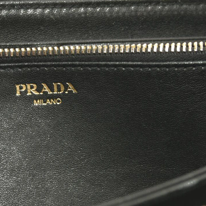 Used PRADA Saffiano Zip Around Wallet Black