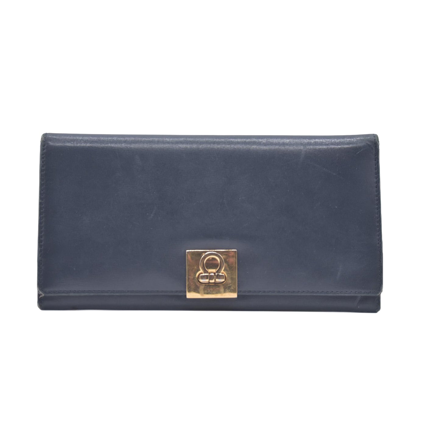 $795 Salvatore Ferragamo Gancini Continental Wallet Black CONSIGNMENT