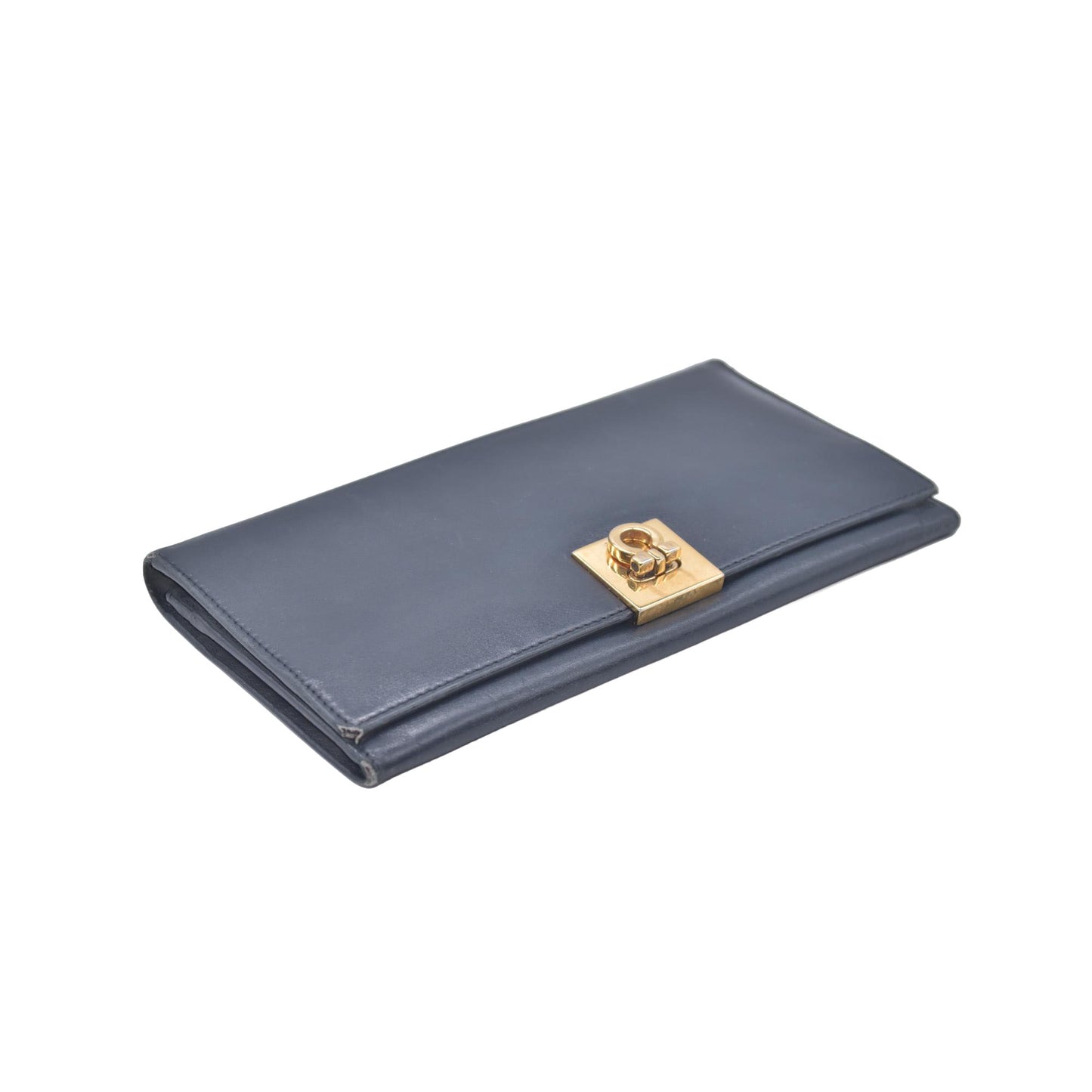 $795 Salvatore Ferragamo Gancini Continental Wallet Black CONSIGNMENT
