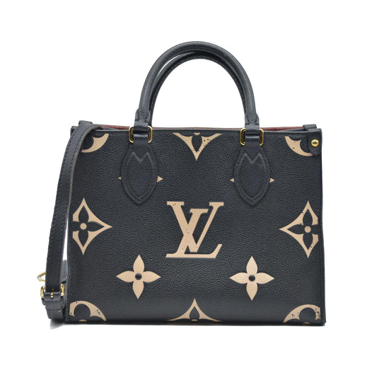AUCTION $3550 Louis Vuitton Bicolor Monogram Empreinte Leather Onthego PM RFID