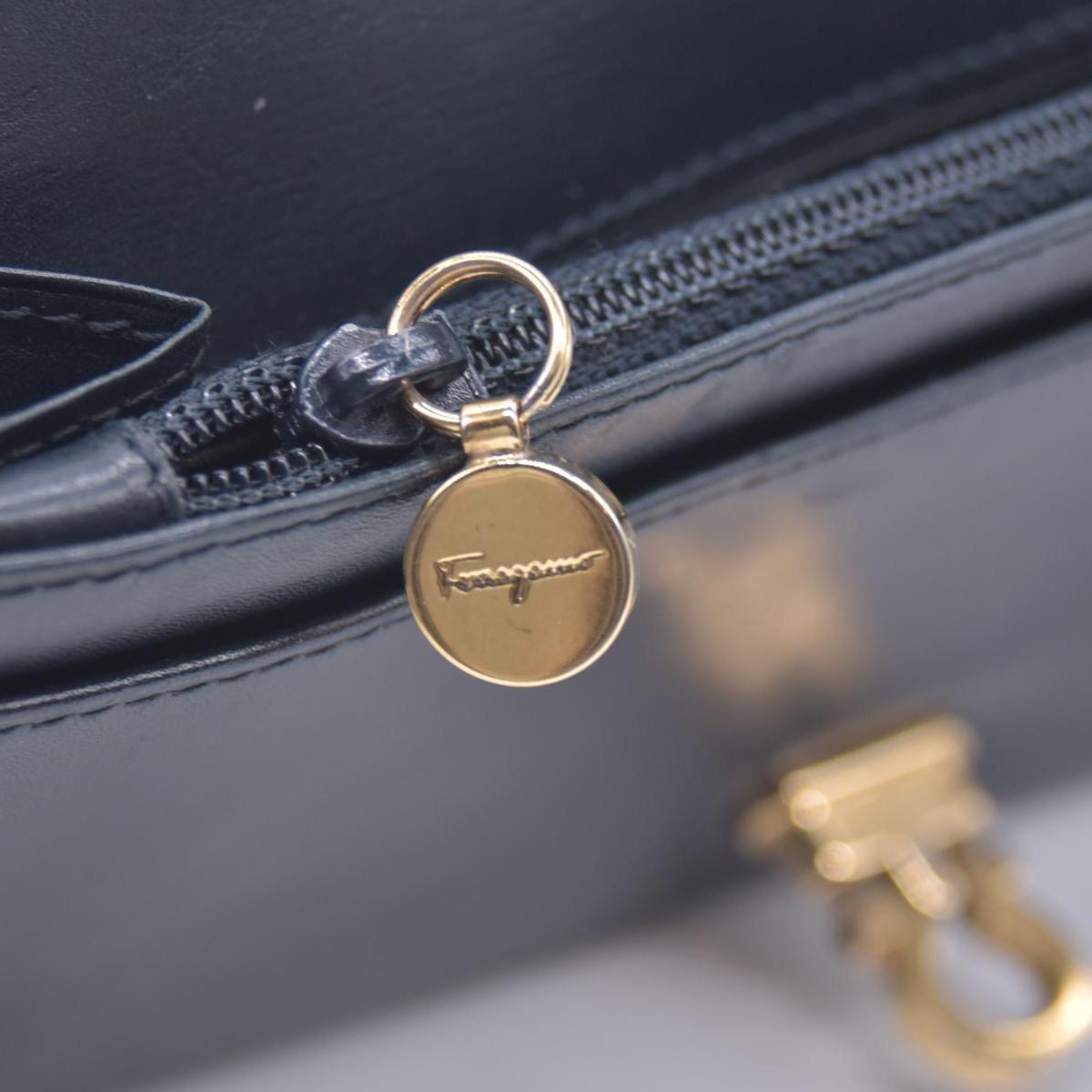 $795 Salvatore Ferragamo Gancini Continental Wallet Black CONSIGNMENT