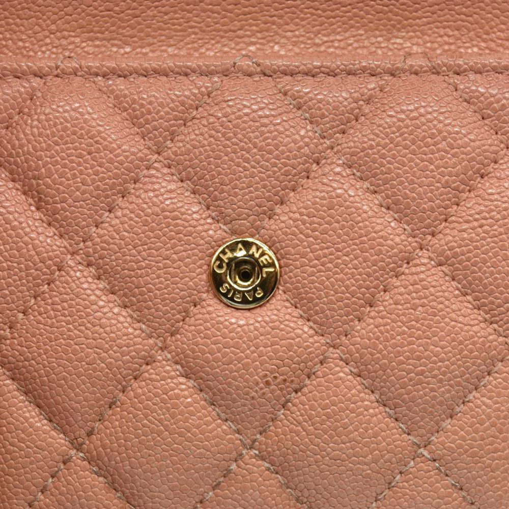 Chanel  Caviar Quilted Boy Flap Card Holder Wallet Light Pink 27*