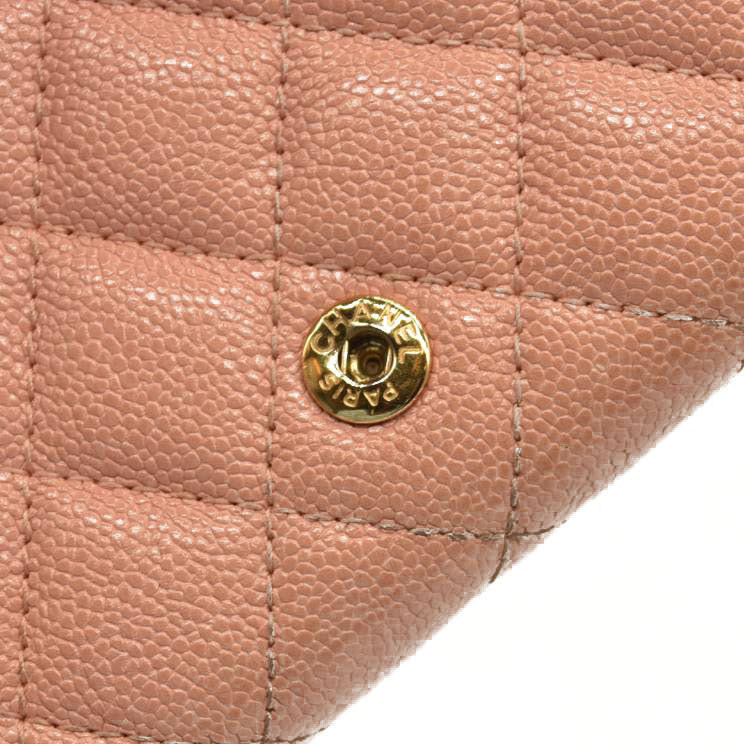 Chanel  Caviar Quilted Boy Flap Card Holder Wallet Light Pink 27*